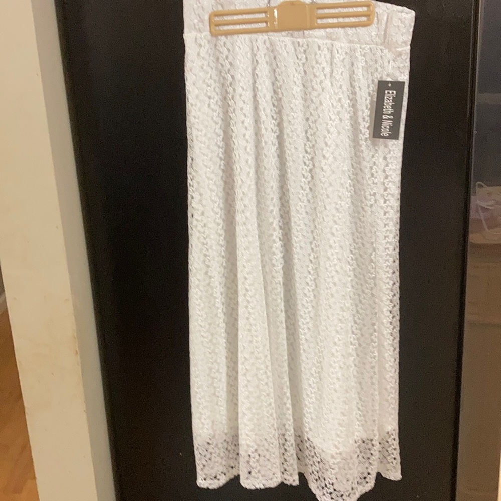 Elizabeth and Nicole lace over floor length skirt